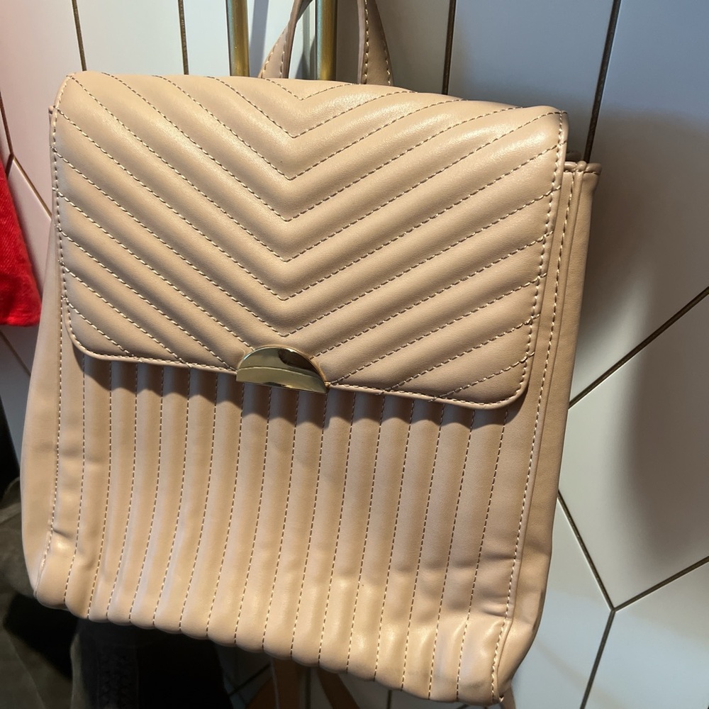 Chic Beige Quilted Women's Backpack